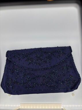 Vintage - Beaded Navy Evening Clutch - Made in Japan